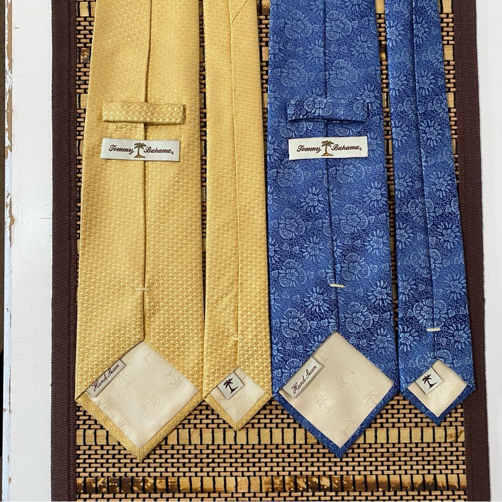 Tommy Bahama Silk Tie Bundle 100% Silk Yellow Geometric Blue Floral Neckties‎ - Picture 2 of 6